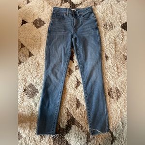 Madewell Curvy High Rise Skinny Jeans 27 Tall Distressed Edge